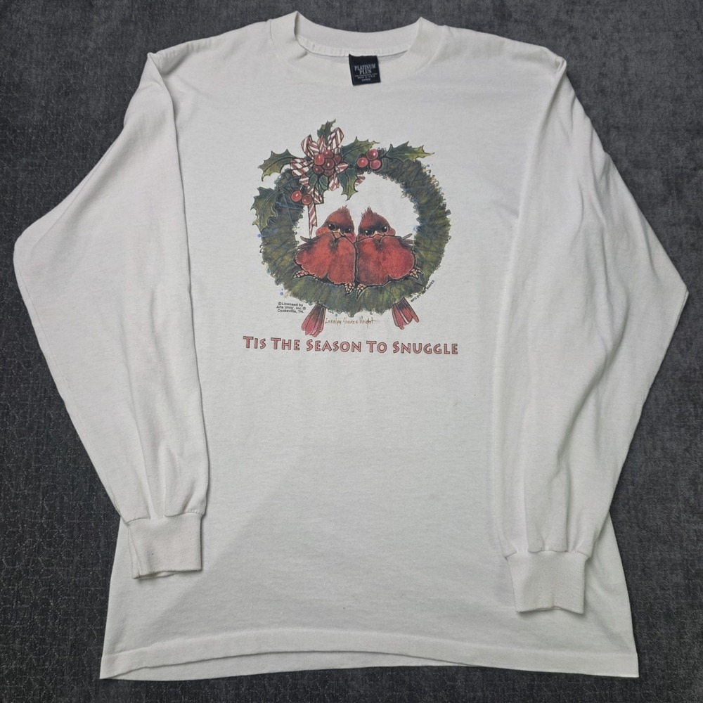 Vtg Caroline Shores Knight T Shirt Size Large Made In USA Long Sleeve Christmas
